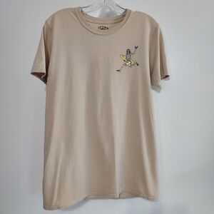 Call Your Mother Shirt Medium Skeleton Surf Palm Tree Beach Good Vibes Beige  SS